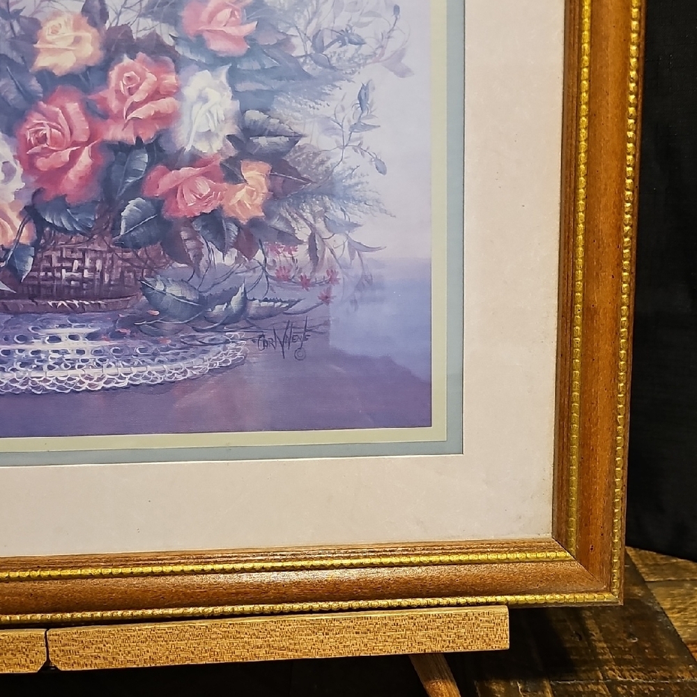 1994 Carl Valente " Roses In Wicker" - Picture 4 of 10